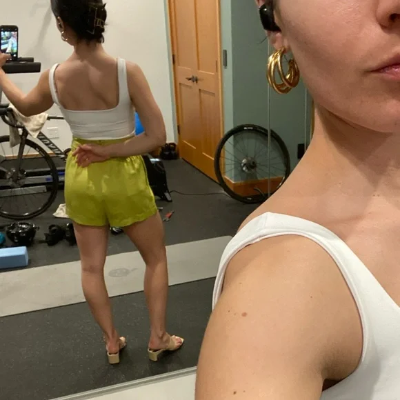 L’academie Cornelie lime green satin-like shorts XS